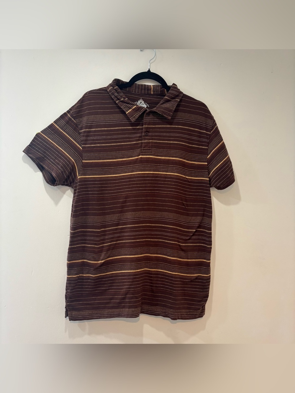 Men's Brown Striped Polo Shirt